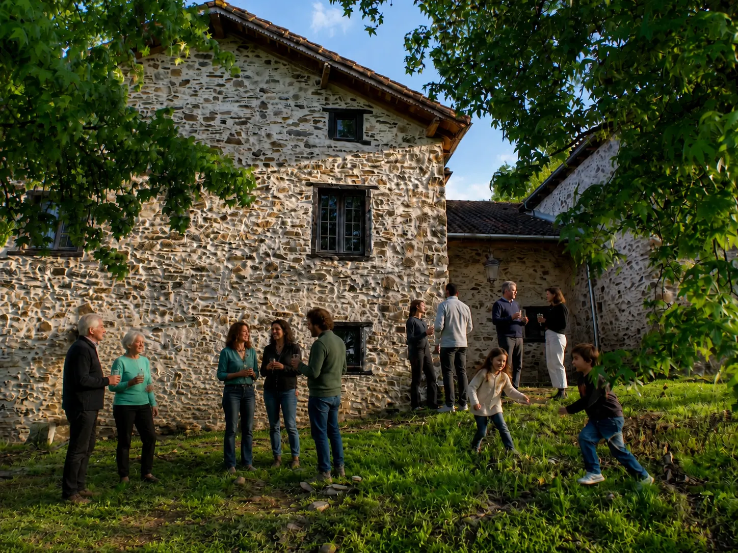Réunion de famille au Pays Basque dans le jardin de Maison Salié